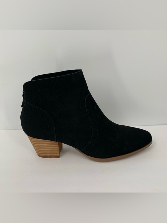 Violet & Red Shoes - Violet & Red Cupid suede ankle boots black shoe bootie heel zipper new 8.5